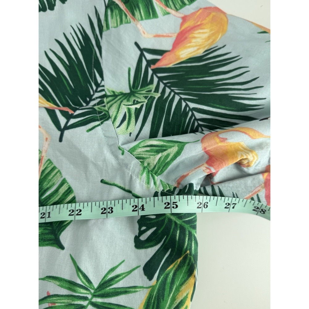 Old Navy Mens XXL Flamingo Hawaiian Shirt Tropical Palm Leaf Button Up - Picture 7 of 9